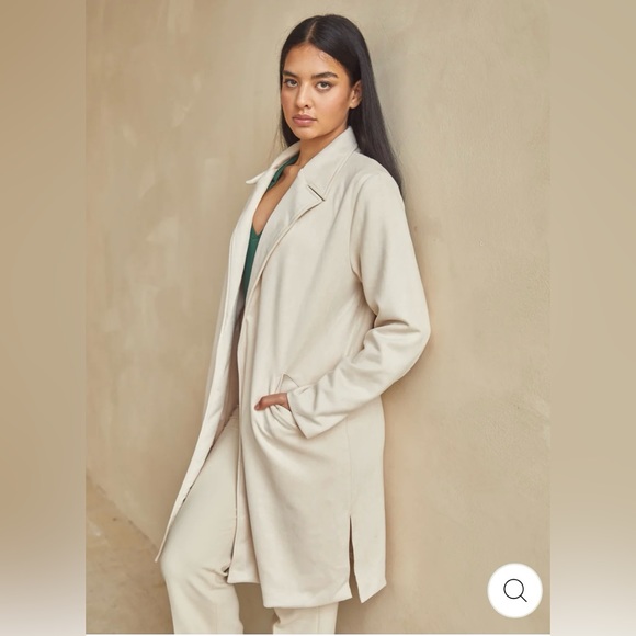 NWOT Cream Long Pea Coat - Picture 2 of 5